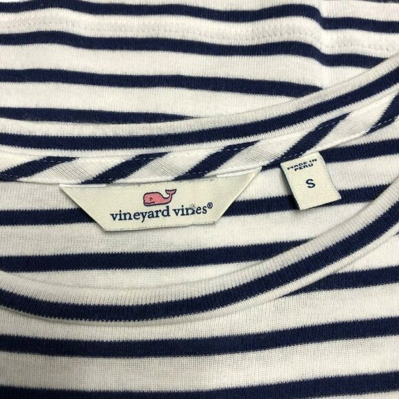 VINEYARD VINES striped dark navy/white pima cotton blend TEE SM - Picture 5 of 5